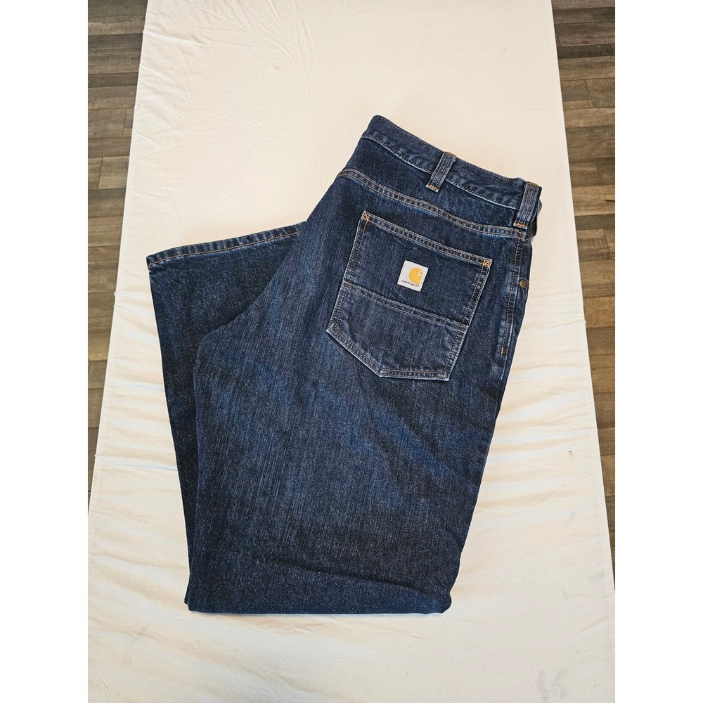 Carhartt Mens Relaxed Fit Dark Wash Denim Jeans BD5119-M Blue 38x30